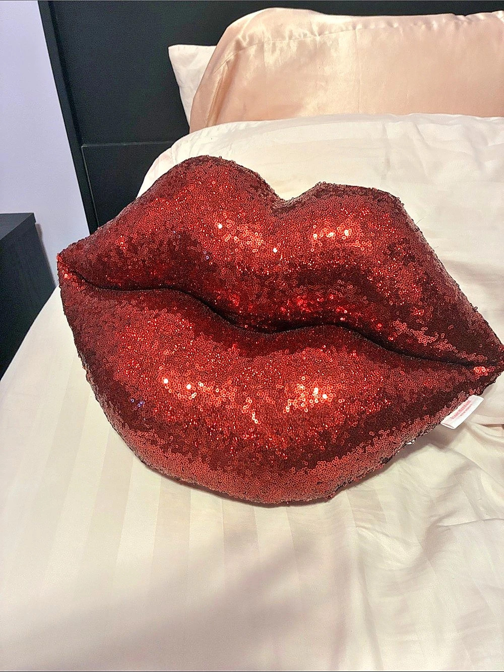 Isaac Mizrahi Sequin Lips Accent Pillow in Red Like New